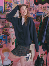 COTTON V NECK OVERFIT CARDIGAN_NAVY (6612499791990)