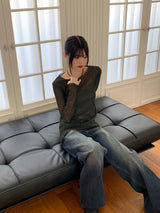 Tito diagonal pleated two-tone long sleeve knit