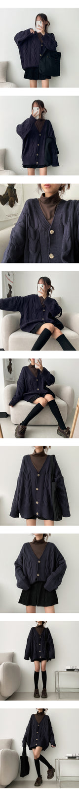 Doot Thick Boxy Thick Twisted Knitted Cardigan