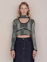 Patchwork halterneck Top (Green)