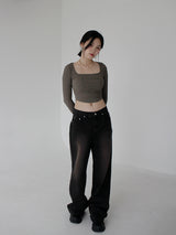 ブラウンウォッシュドデニムトラウザーズ / Brown washed denim trousers