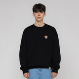 [UNISEX] Tie die flower dot smile white clip sweatshirt (6686421057654)