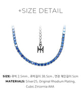 ブルーミニテニスネックレス/[S925] Blue Mini Tennis Necklace (black silver)