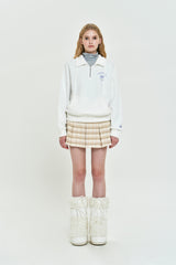 CHERRY ARCH CROP HALF ZIP UP [WHITE]