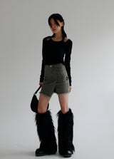 ファーレッグウォーマー/Fur Leg Warmer [ Black ]