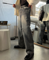 レッドドライデニムパンツ/Red dray denim