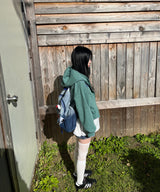 vintage denim hood zip-up