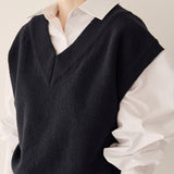 クランブルVネックベスト/Crumble v-neck vest_dark navy