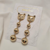 メルビーザキャットシリーズ - モダンボールピアス / Melbie The Cat Series - Modern Gold Ball Piercing