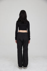 mii リブ LS クロップTシャツ / mii RIBBED LS CROP T-SHIRT BLACK