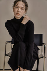 アンバランスニットドレス/UNBALANCED KNIT DRESS_BLACK
