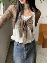 フリルリボンボタンクロップキャミソールブラウス / Allu frill ribbon button crop sleeveless blouse