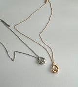 ハートパールコンビネーションピュアシンプルネックレス / hu Heart pearl combination pure simple necklace (2 color)