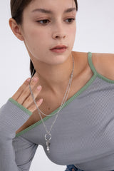 2ディファレントテクスチャーチェーンレイヤードネックレス/[Unisex] 2 different texture chain layered necklace