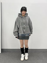 Cut-Off Cutting Hooded Zip-Up