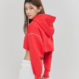 オーバーサイズラインポイントクロップフーディー/Oversize Line Point Crop Hoodie Red (6600740601974)