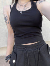 ホルターネックバックレスレイヤードスリーブレス / Halter neck Backless Layered Sleeveless