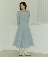 HIGH WAIST FLARE MAXI SKIRT - NILE BLUE (6689409171574)