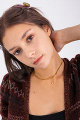 ロゴバーウィズドロップチェーンチョーカーネックレス/Logo bar with drop chain choker necklace