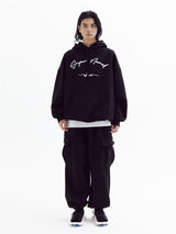 Balloon over cargo fleece jogger pants Black