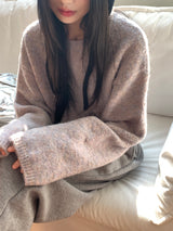 [Wool 10]ポニョマルチミックスラウンド長袖ニット