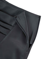 サテンドレープスリットミニスカート/Satin Draped Slit Mini Skirt _ Dark Grey