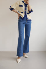 スパンロングブーツカットデニムパンツ / SAND BLUE JEANS / SPAN LONG BOOTSCUT DENIM PANTS