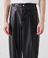 COATED OVERSIZED LEATHER PANTS (BLACK)