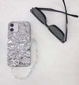 クリアホワイトハートミークリスタルフォンストラップ / Clear White Heart Me Crystal Phone Strap