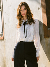 フリルシャーリングリボンブラウス / Frill Shirring Ribbon Blouse
