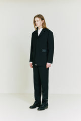 Side Vent Eyelet Straight Fit Slacks black (6683358167158)