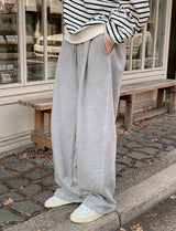 コットンピンタックワイドバンディングパンツ