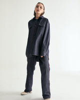 UNISEX LINE STITCH RAW DENIM PANTS W - INDIGO BLUE (6635992449142)