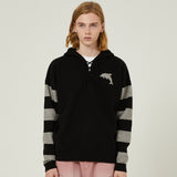 Big dolphin stripe hood knit