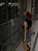 Cutting Lowrise Denim Miniskirt