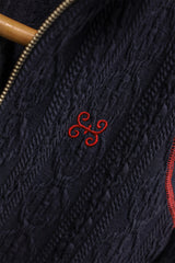 エアケーブルニットハーフ2WAYジップアップジャケット / AIR CABLE KNIT HALF 2WAY ZIP UP JACKET-NAVY LIGHT