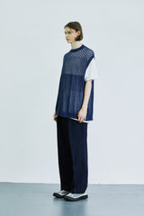 グラデーションパンチングニットベスト/gradation punching knit vest navy
