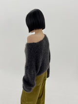 チャコールププVネックニット/Charcoal Pupu V-neck Knit
