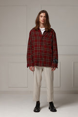 Loose-fit check shirts - Wine (4622120878198)