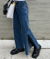 ワイドフィットスリットミディアムブルーデニムパンツ/WIDE FIT SLIT MEDIUM BLUE DENIM PANTS [16634]