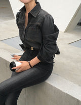 [BELLIDE MADE]  vintage cropped denim shirt
