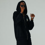ハートプリンティングフードジップアップ/HEART PRINTING HOOD ZIP-UP-BLACK