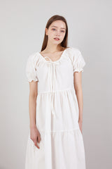 ロマンティックシャーリングロングワンピース / Romantic Shirring Long Onepiece Ivory
