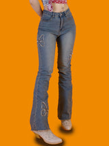 エンティックバタフライブーツカットデニムパンツ / entic butterfly bootscut denim pants