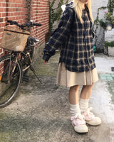 デイリーヴィンテージフード付きチェックシャツ
