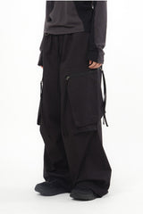 Zipper big cargo balloon wide banding pants
