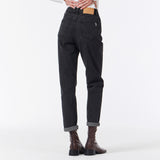 Womans Signature Stud Tapered Crop Fit Denim Pants Black