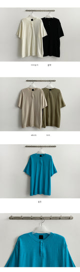 オーサムヘンリーネックショートスリーブニットウェア/. Awesome Henry neck Short-sleeved Knitwear