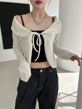ラッフルカラーカーディガン/Ruffle collar cardigan (3color)