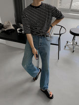 ASCLOシングルボーダー半袖Tシャツ(9color)